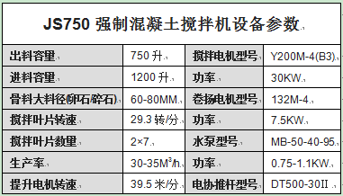 JS750强制混凝土搅拌机设备参数